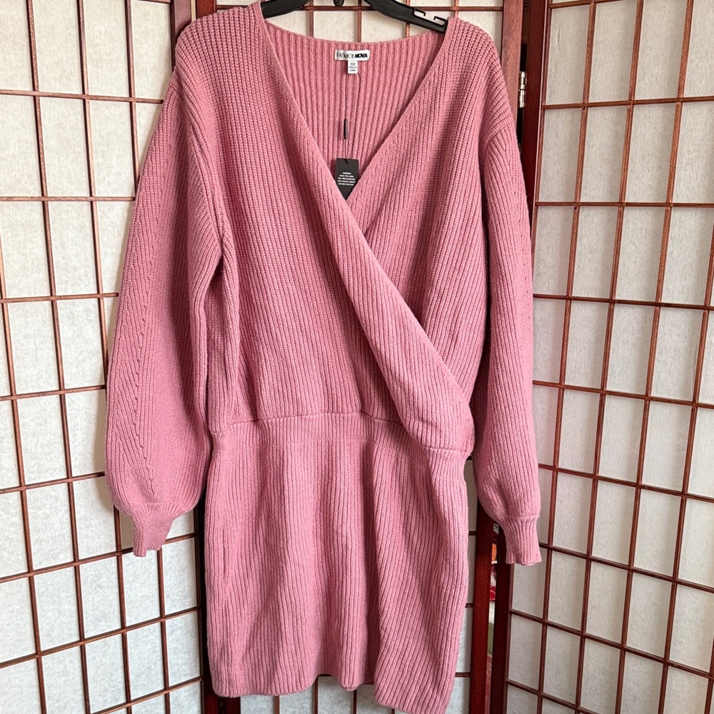 NWT Fashion Nova Katy Sweater Mini Dress, size 3X